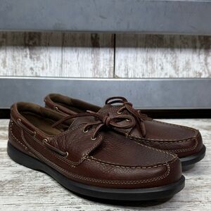 DUNHAM BY NEW BALANCE MEN'S AFT 2-EYE SLIP ON BOAT LEATHER SHOES Sz 9.5
